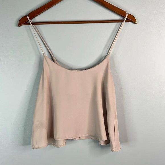 5/$25 BRANDY MELVILLE Tan Crop Cami Top Spaghetti Straps One Size As Is - Picture 8 of 8